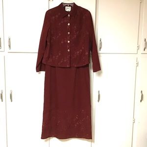 Vintage Country Wear Casuals M Dress Embroidered Jacket Rust Orange Red